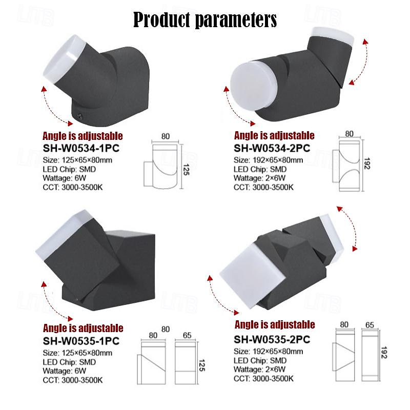 Led Wall Lamp,Aluminum Double Head Outdoor 6W 12W Adjustable Angle Outdoor Waterproof,Eye Protection Suitable For Outdoor Wall Garden Courtyard Garage Hull,Warm White/Ray IP54 85-265V 2025 - $58.99 –P1