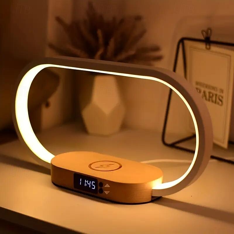 מנורת שולחן LED רב תכליתית טעינה מהירה אלחוטית עם תצוגת שעון עמעום מגע מופעל באמצעות usb מנורת לילה להגנה על העיניים 2025 - $68.99 –P1