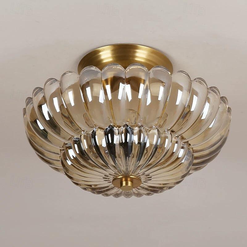 sárgaréz mennyezeti lámpa 30cm e14 3 fényes mennyezeti lámpatest üvegernyővel vintage otthoni bejárat süllyesztett mennyezeti lámpa mennyezethez közeli lámpatestek 110-240v 2025 - $227.59 –P4