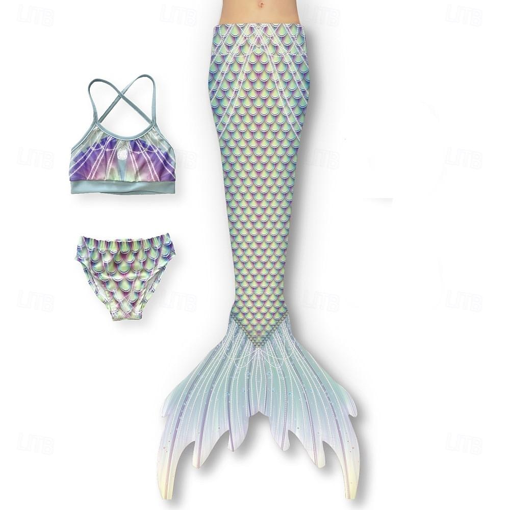 Bambino Da ragazza Tre pezzi Costume da bagno da sirena Costumi da bagno Esterno Bilance Costumi da bagno 2-12 anni Estate Bianco Giallo del 2025 a $26.99 –P9