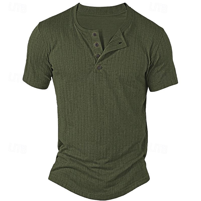 Férfi Henley ing Bordás kötött póló Tee Top Színes Pit Strip Henley Utca Vakáció Rövid ujjú Kollázs Zseb Ruházat Divat Dizájn Alap 2025 - $17.99 –P4