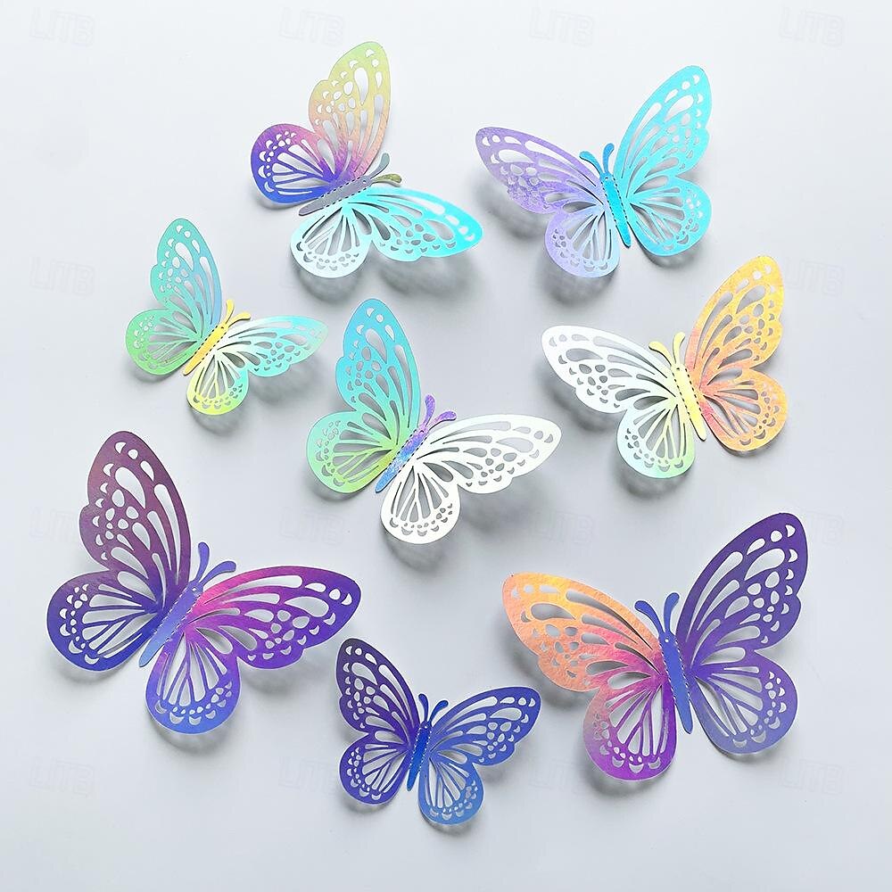 24 Pcs 3D Butterfly Wall Stickers Cake Balloon Decorative Accessories for Wedding Festivals and Parties in Foreign Trade 2025 - $15.49 –P12