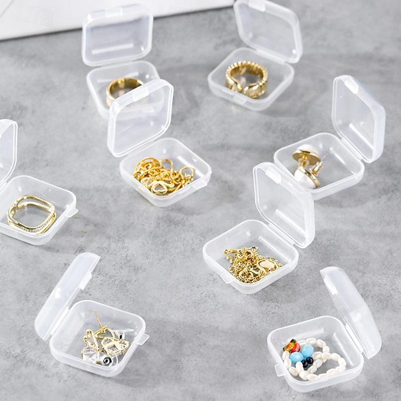 20/50pcs Mini Plastic Storage Box Square Transparent Portable Container Jewelry Holder Earrings Packaging Display Case Medicine Bin Jewlery Garbage Can Storage Cases Pp Accessories Clear Buds 2025 - $7.99 –P3