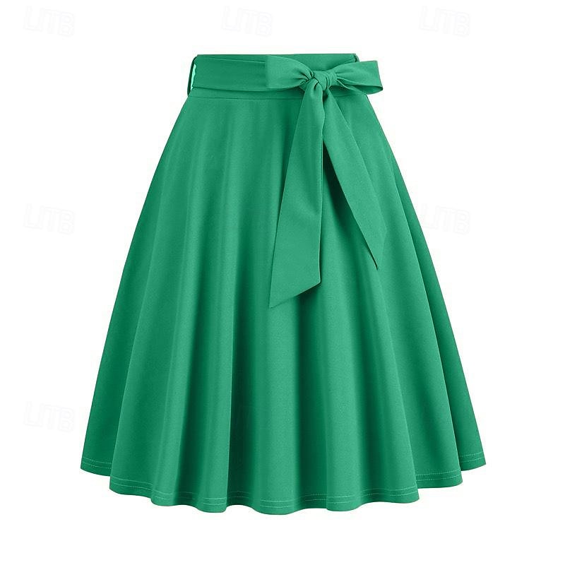 Retro / vintage 1950-tallet Rockabilly Knelengde Swing skjørt Dame Avslappet Dagligdagstøy Te Fest Voksen Skjørte 2025 - $20.99 –P4