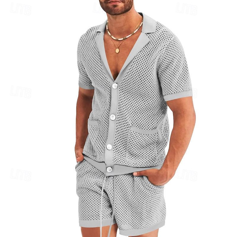 Hombre Camisa Conjunto de camisa Camisa de verano Camisa casual Camisa de playa Abotonar la camisa Negro Blanco Azul Real Gris Ligero Azul claro Manga Corta Plano Diseño Vacaciones Hawaiano Malla Ropa 2026 - $43.99 –P13