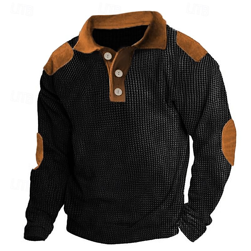 Homens Polos de botões Textura Casual Feriado Clássico Manga Longa Moda Básico Bloco de cor Secagem Rápida Verão Primavera Normal Preto Azul Marinho Escuro Caqui Cinzento Polos de botões de 2026 por $18.99 –P3
