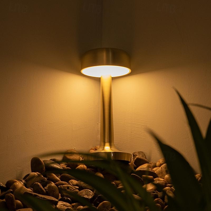 Rechargeable Metal Table Lamp Mushroom Shaped with 3-color Dimming Indoor Bedroom Living Room Atmosphere Desk Lamp USB Rechargeable 2025 - $37.99 –P9