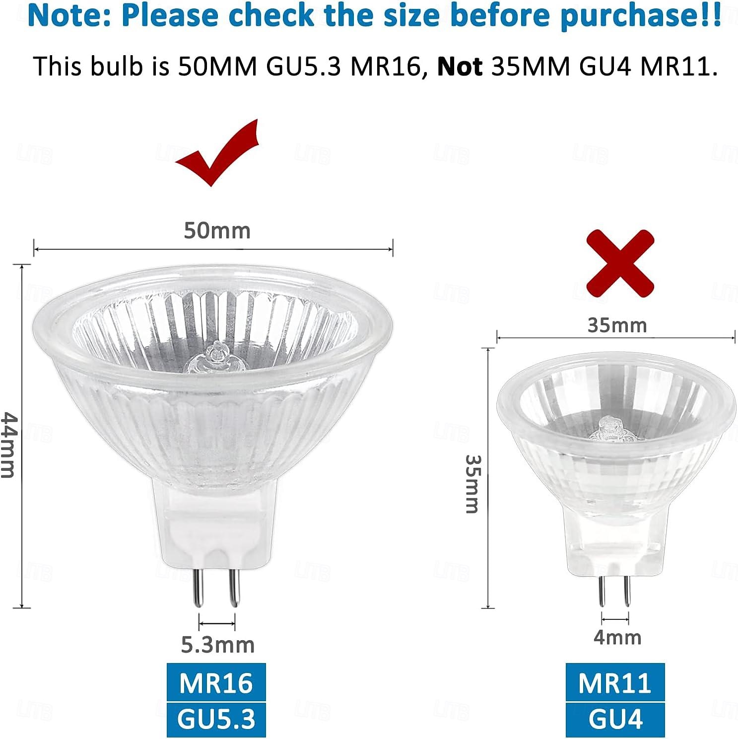 MR16 Halogen Bulb 12V 50W 600lm Warm White 3000K GU5.3 Halogen Lamp for Track Lighting Recessed Lighting 6PCS 2025 - $13.49 –P1