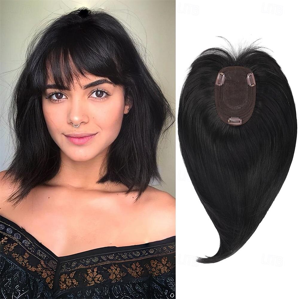 Topper de cabelo de 14 polegadas para mulheres com cabelos ralos, perucas toppers para cabelos ralos com franja, cobertura de base grande, topper de cabelo sintético, prendedores de cabelo, marrom de 2025 por $14.49 –P6