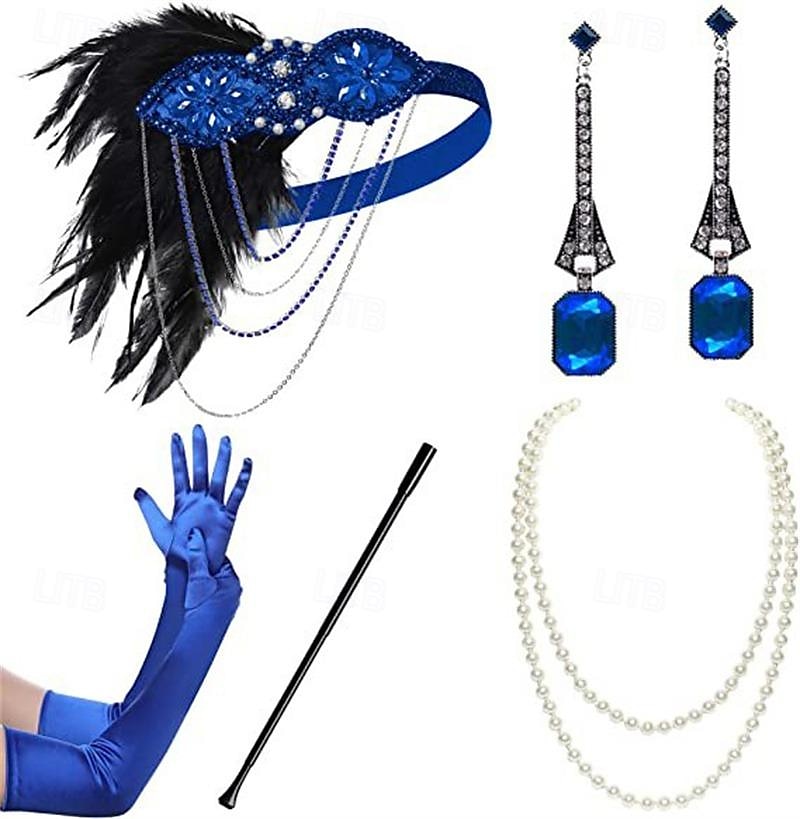Glada 20-talet 1920-talet Flapper-klänning Klänningar Flapperpannband i tjugotalsstil Den store Gatsby Bröllopsgäst Tofs Fjäder Tofs Fjädrar Maskeradkläder Dam Halloween Maskerad Bröllop Bröllopsgäst 2025 - $71.99 –P14