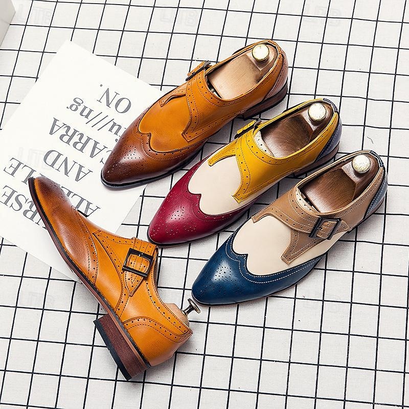 Men's Oxfords Retro Formal Shoes Walking Casual Daily Leather Comfortable Booties / Ankle Boots Loafer Red Blue Brown Spring Fall 2025 - $59.99 –P1