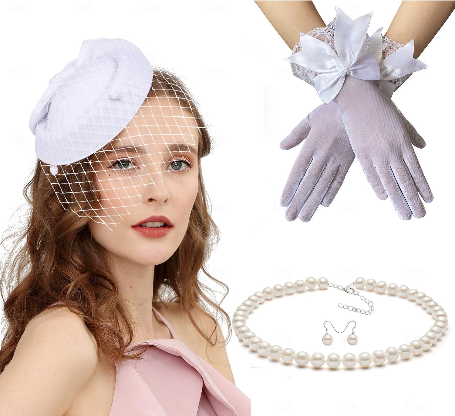 Classical Retro Vintage 1950s Outfits Pillbox Hat Fascinators Hat Bridal Women's Carnival Valentine's Day Wedding Wedding Guest Party / Cocktail Gloves Necklace Headwear 2025 - $23.99 –P3