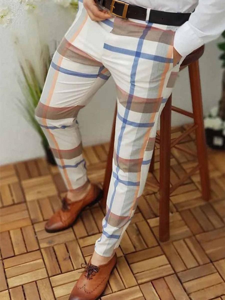 Férfi Nadrág Pamutszövet nadrág Chino nadrág Ceruzanadrág Kockás nadrág Kockás Ránctalanító Üzleti Irodai zsúr Klasszikus Laza elegáns 1 3 2025 - $25.99 –P8