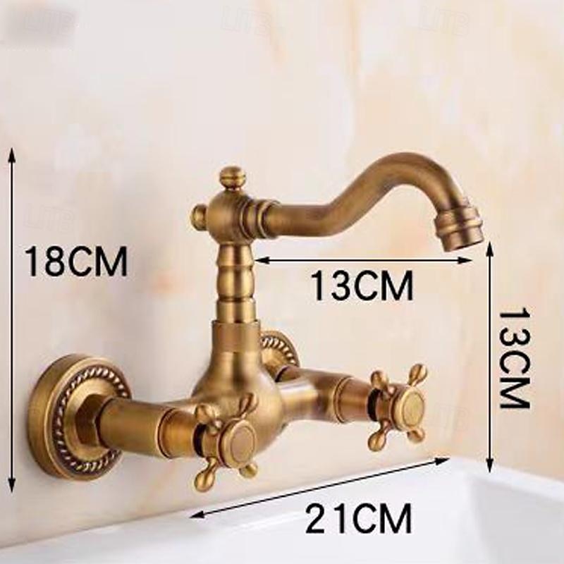 Lavandino rubinetto del bagno - Ruotabile / Classico Ottone antico Esterno Una manopola Due foriBath Taps del 2025 a $145.99 –P10