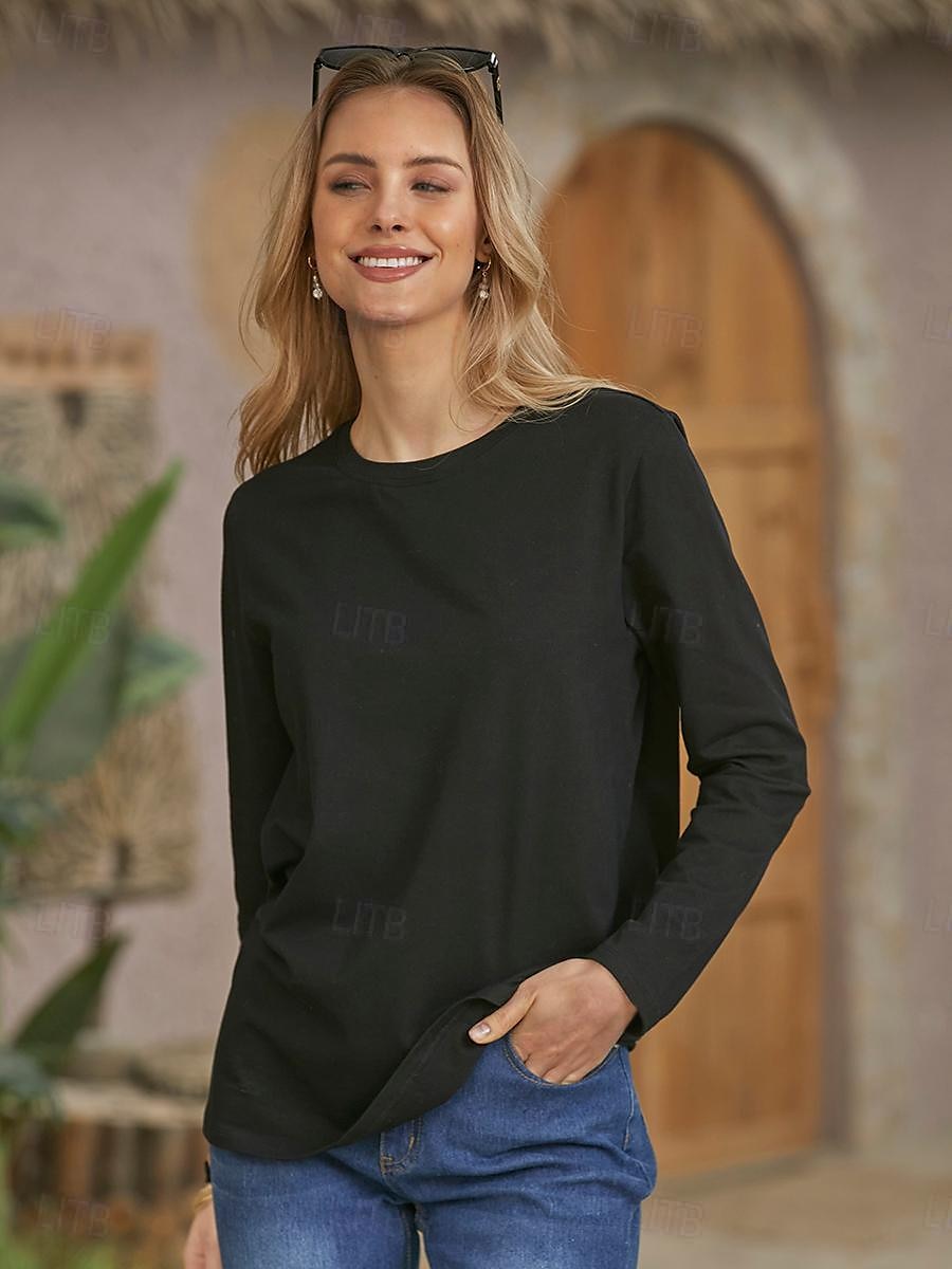 dámská halenka basic hladká basic kulatý výstřih regular podzim zelená černá modrá tmavě růžová khaki 2025 - $3.79 –P2