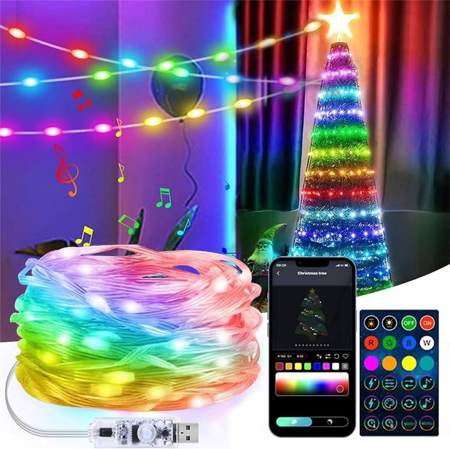 luci di stringa di fata intelligenti app luci di stringa di fata a led controllate con telecomando, luci scintillanti a led rgb sincronizzate con musica luci per feste di natale per natale matrimonio del 2025 a $18.49 –P1