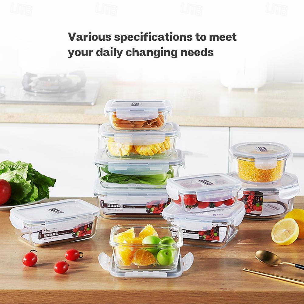 High Borosilicate Glass Lunch Box Meal Prep Containers Glass Food Storage Containers With Lids Kitchen Storage & Organization 2025 - $11.99 –P4