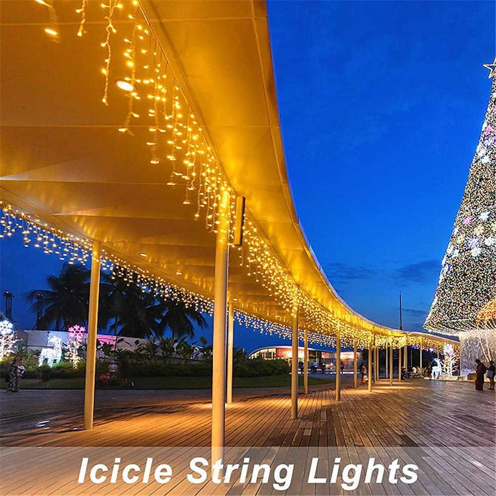 4 м 13 футов светодиодные солнечные гирлянды в виде сосульки, водонепроницаемые свадебные украшения, занавески, гирлянды для спальни, патио, двора, сада, свадьбы 2026 - $22.99 –P3