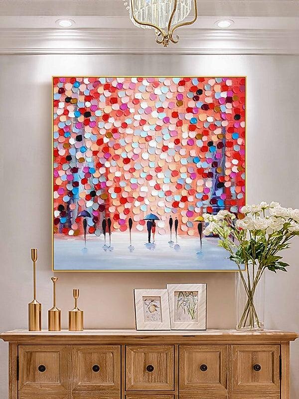 met de hand geschilderd abstract landschap schilderij op canvas 3D-getextureerde muurkunst muurdecor woonkamer zachte kleur getextureerde bloemlandschap roze olieverfschilderij muurkunst lentedecor 2025 - $116.99 –P3