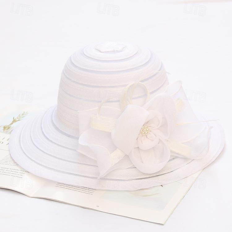 Palarioare Palarie Veșminte de cap Acrilic / Bumbac Clop Floppy Palarie de soare Casual Concediu Elegant Epocă Cu Pene Funde Diadema Articole Pentru Cap 2025 - $26.99 –P2