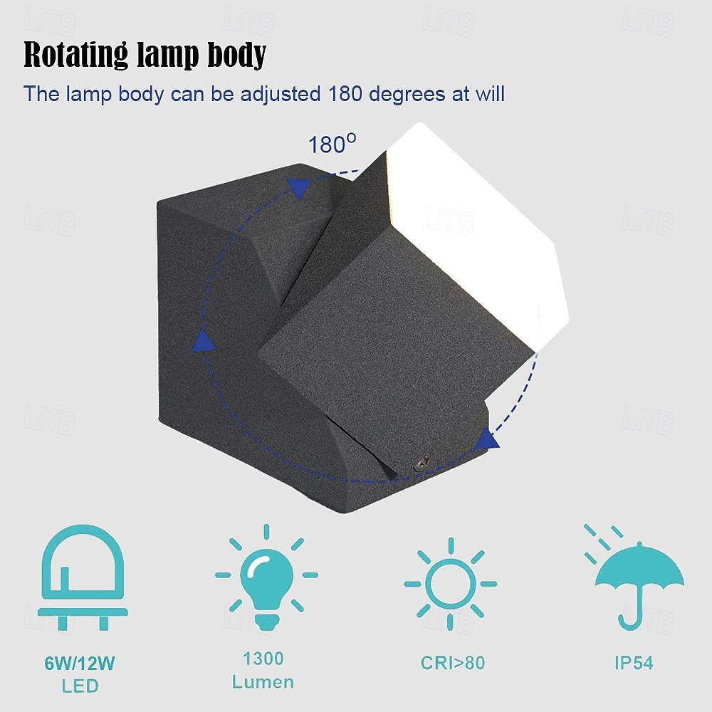 Led Wall Lamp,Aluminum Double Head Outdoor 6W 12W Adjustable Angle Outdoor Waterproof,Eye Protection Suitable For Outdoor Wall Garden Courtyard Garage Hull,Warm White/Ray IP54 85-265V 2025 - $58.99 –P2