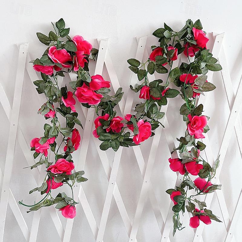 fleurs simulées fleurs artificielles fleurs en soie vigne vignes climatisation conduites d'eau arches de mariage décorations sinueuses rose vignes de 2025 ? $24.99 –P11