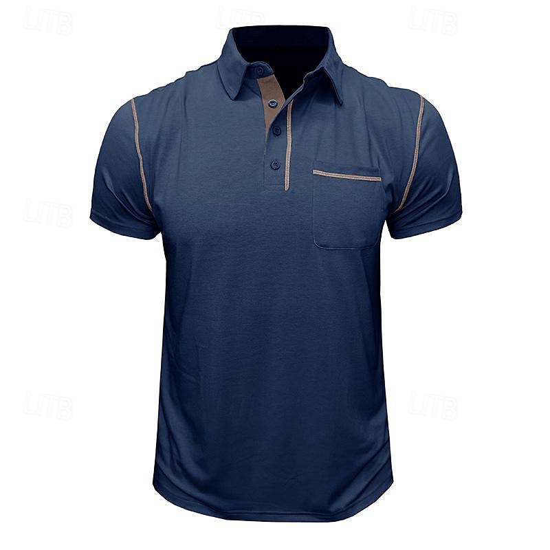 Herren Poloshirt aus Baumwolle Golfhemd Arbeit Casual Kargen Kurzarm Basic Modern Farbblock Patchwork Taste Frühling Sommer Regular Fit Wein Dunkelgrau Schwarz Weiß Königliches Blau Grün Poloshirt 2025 - $18.99 –P2
