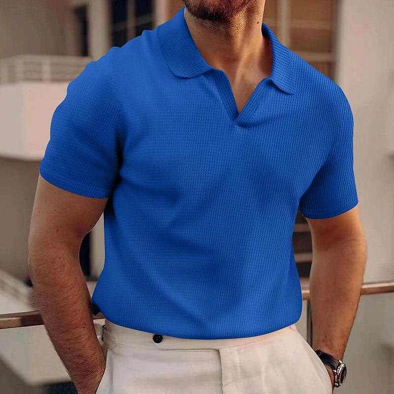 Per uomo Polo a nido d'ape Camicia da golf Golf Informale Sport Bavero Manica corta Essenziale Moderno Liscio Classico Primavera estate Standard Nero Bianco Blu Cachi Grigio Polo a nido d'ape del 2025 a $17.99 –P17