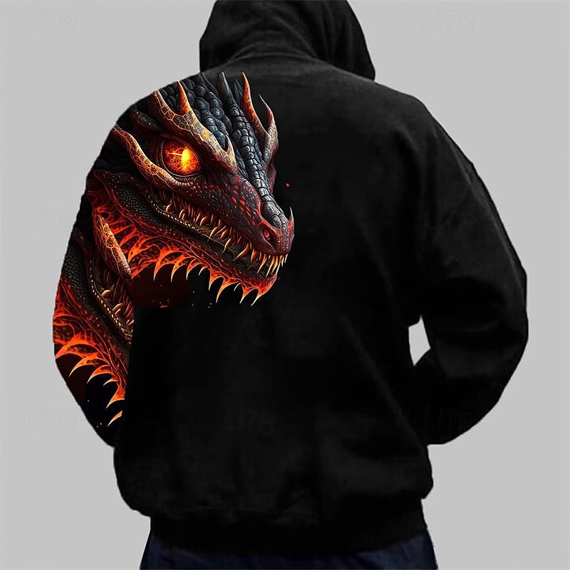 Men's Graphic Dragon Hoodie Hoodies Sweatshirt Hoodie Long Sleeve Hooded Sweatshirt Hooded Fashion 3D Print Sports Outdoor Holiday Vacation Orange Green Print Front Pocket Spring & Fall Designer 2025 - $31.99 –P4