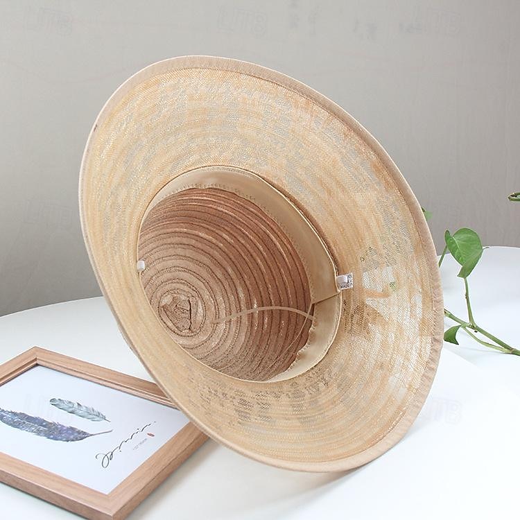 Fascinators Hats Headwear Organza Bucket Hat Straw Hat Sun Hat Wedding Casual Holiday Tea Party Beach Elegant Vintage With Feather Bows Headpiece Headwear 2025 - $31.99 –P3