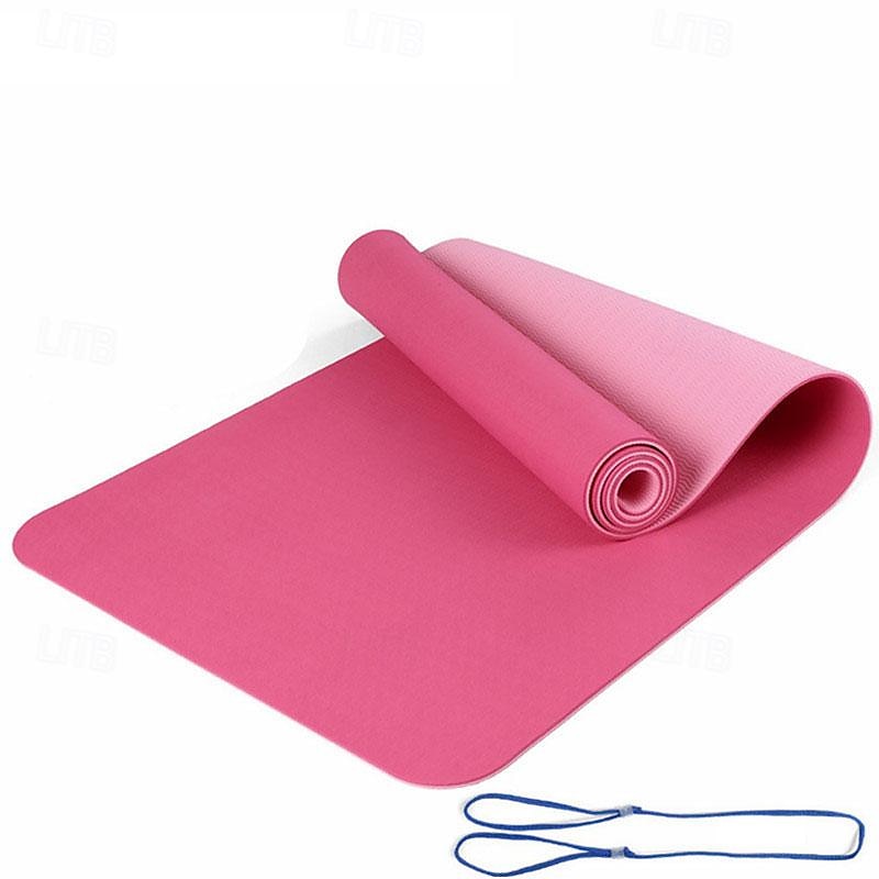 tpe6mm tweekleurige yogamat set van vijf stuks voor sport fitness stretching latex 2080 weerstandsriem wordt geleverd met rugzakriem 2025 - $50.69 –P14