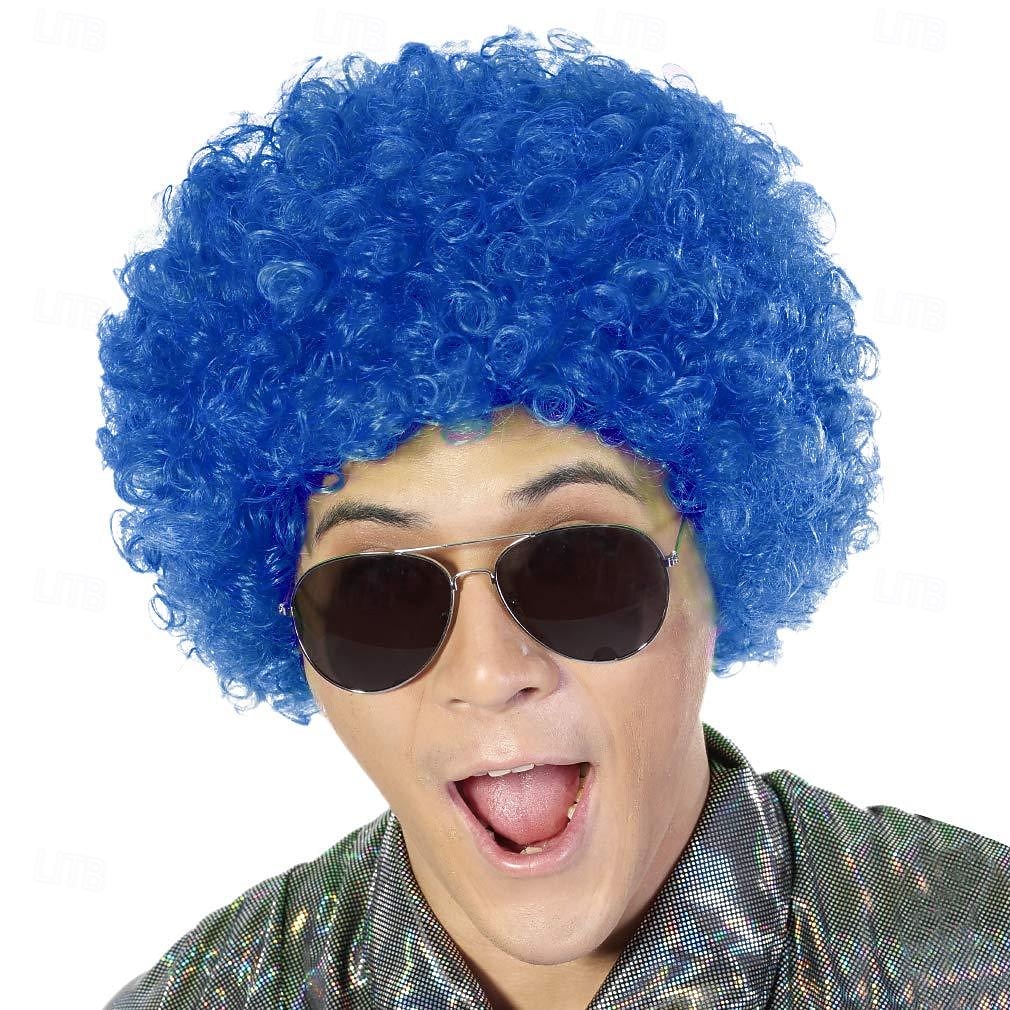 bolyhos afro szintetikus bohóc paróka férfiaknak női cosplay anime party karácsonyi karnevál díszes vicces parókák kék 2025 - $18.49 –P1