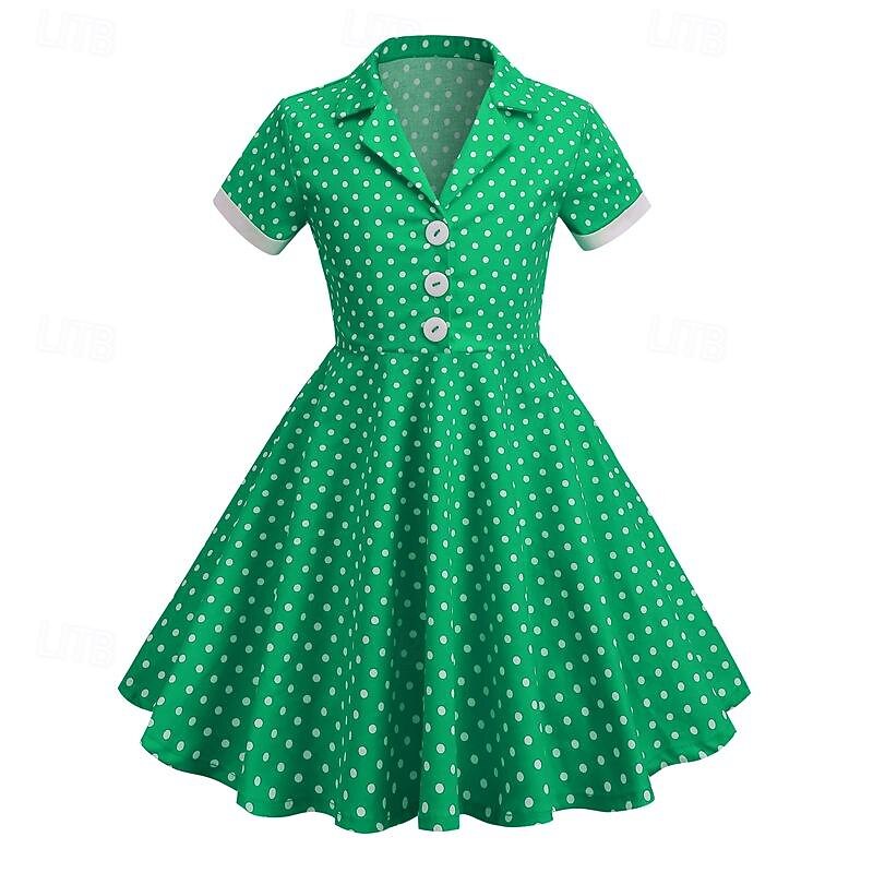 1950s Retro Vintage Rockabilly Dress Flare Dress Polka dots Fancy Dress Girls' Christmas Halloween Carnival Prom Event / Party Cocktail Party Kid's Dress Homecoming Dresses 2026 - $29.99 –P7