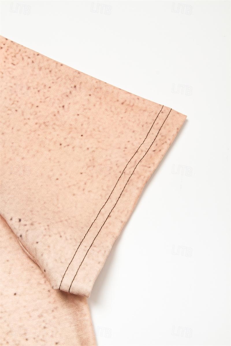 kvinners t-skjorte mote blomsterprint kortermede vanlige topper v-hals ferie helg lilla beige sommer 2025 - $19.99 –P6