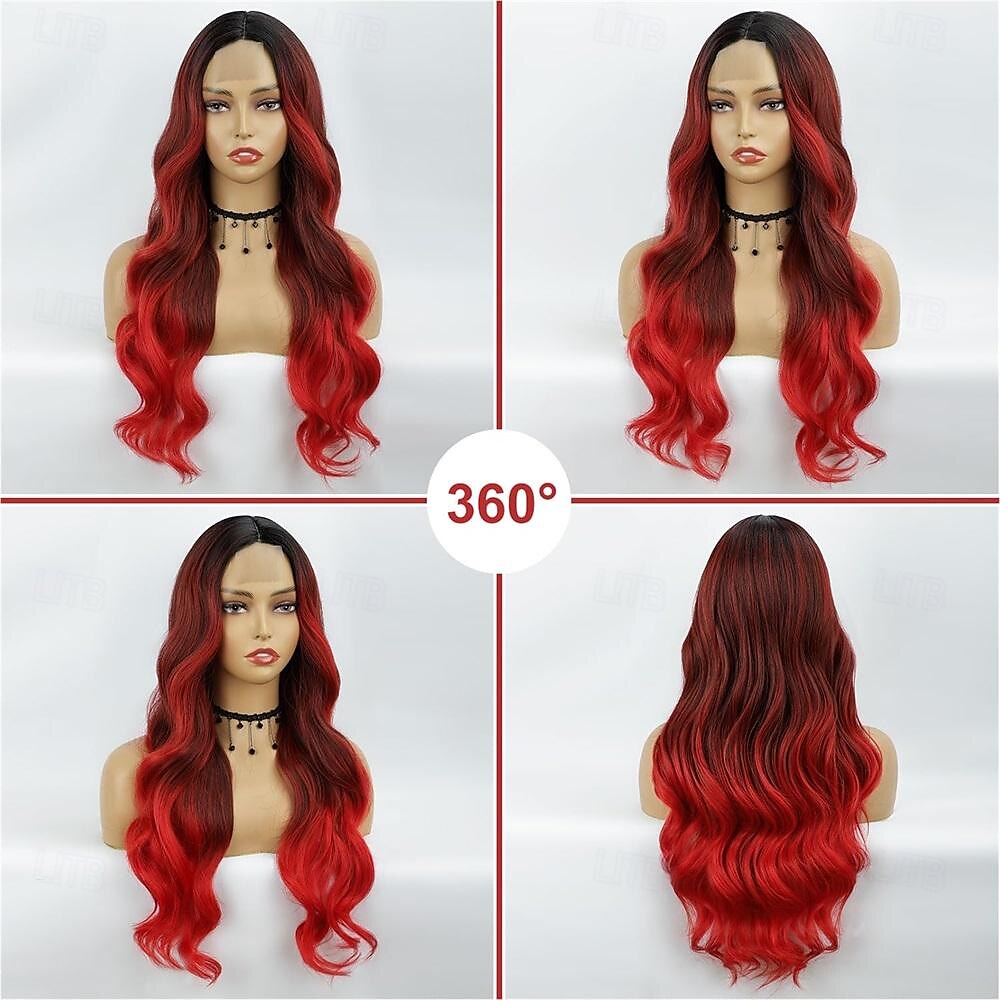 Ombre Red Wigs for Women Long Red Wig Ombre Red Wavy Wig Long Red Wavy Wig 26 Inch Heat Resistant Red Wigs for Daily Party Usee 2025 - $20.99 –P5