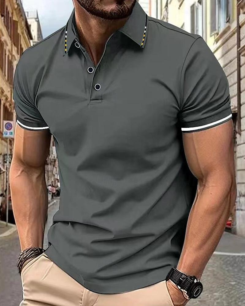 Men's Golf Shirt Golf Polo Work Casual Lapel Short Sleeve Basic Modern Color Block Patchwork Button Spring & Summer Regular Fit Wine Lake Blue Black White Pink Navy Blue Golf Shirt 2025 - $13.99 –P6