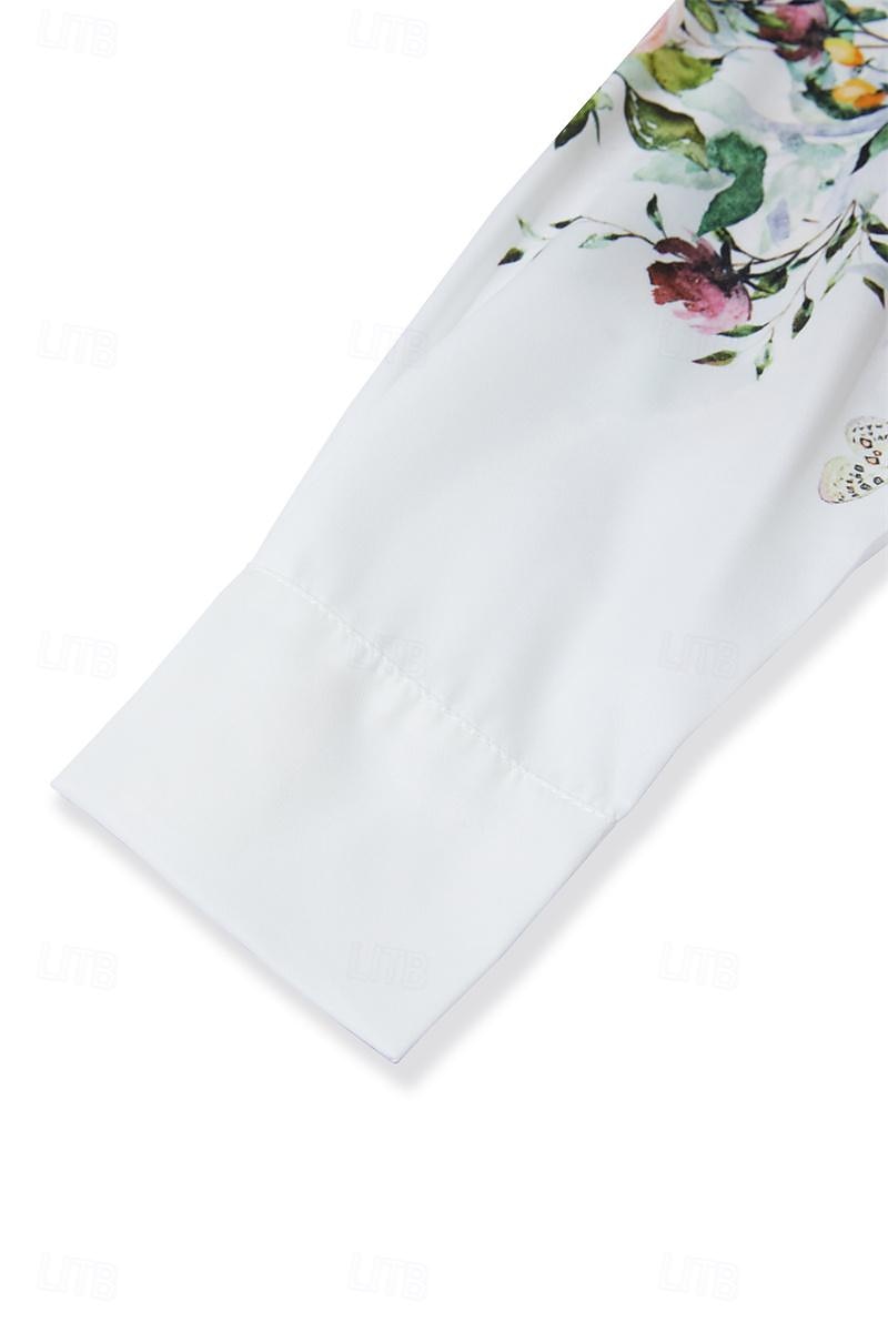 Női Ing Elegáns Divat Napi Virágos Gombok Nyomat Hosszú Ujjú Szabványos Felsők Ing Gallérral Kényelmes Ünnepi Fehér Piros Királyi Kék Őszi és Tél 2025 - $23.99 –P7