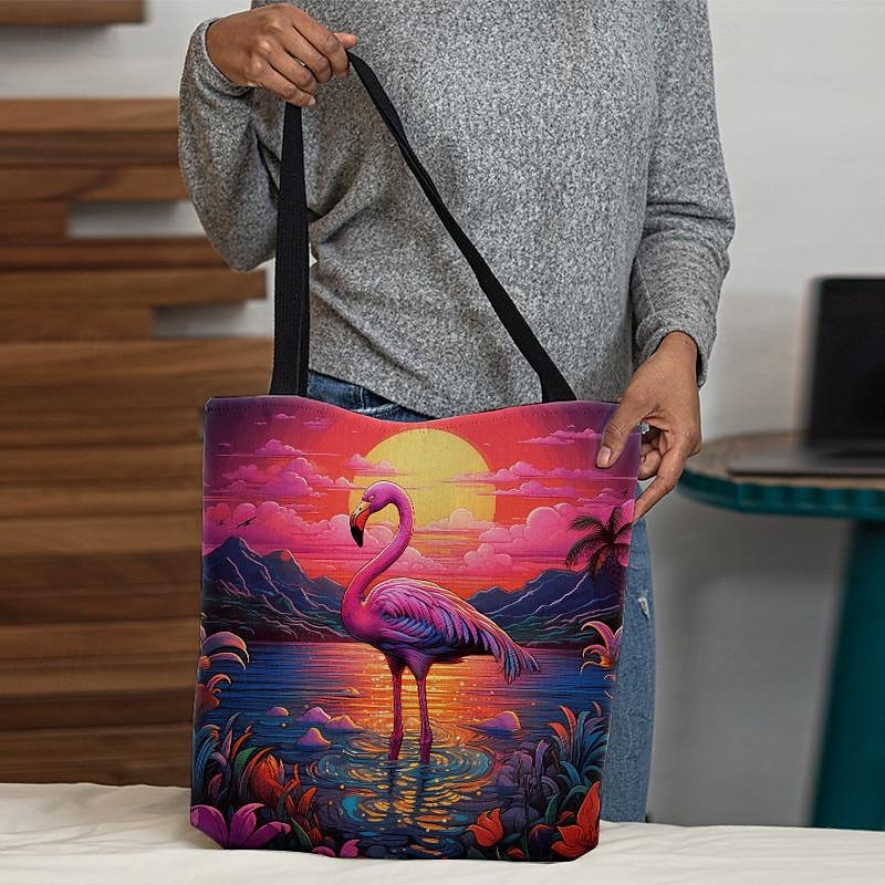 Mujer Bolso Tote Bolsa de hombro Bolsa de lona Poliéster De Compras Diario Festivos Impresión Gran Capacidad Plegable Ligero Flamenco Rojo claro Azul Fucsia 2025 - $19.99 –P3