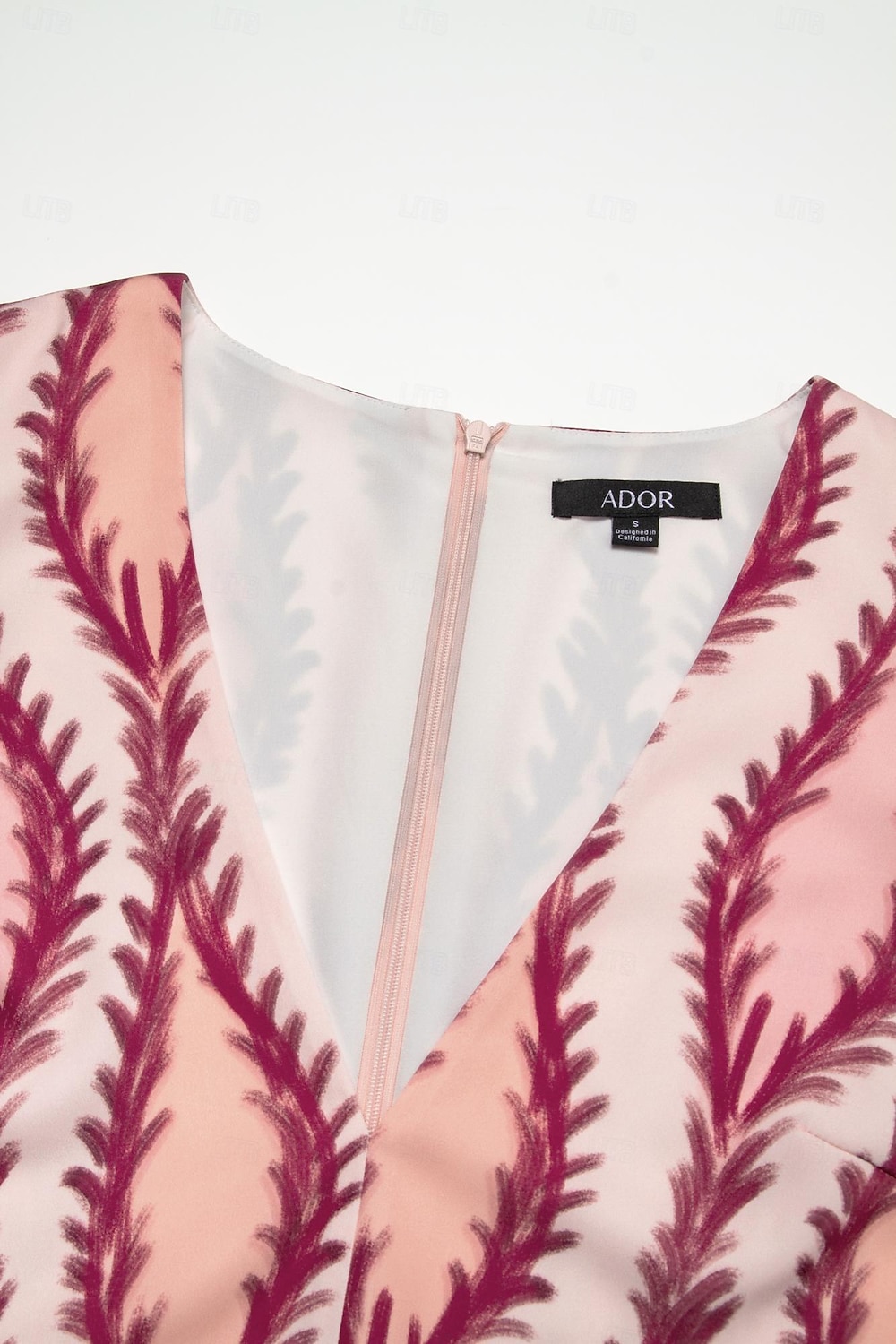 Per donna Orlo maxi Raso Maxi Vestito maxi SALMONE Bianco Manica lunga Modello di piante Fiore / Piante Pulsante pianta Primavera A V Abito volante S M L del 2025 a $93.99 –P17