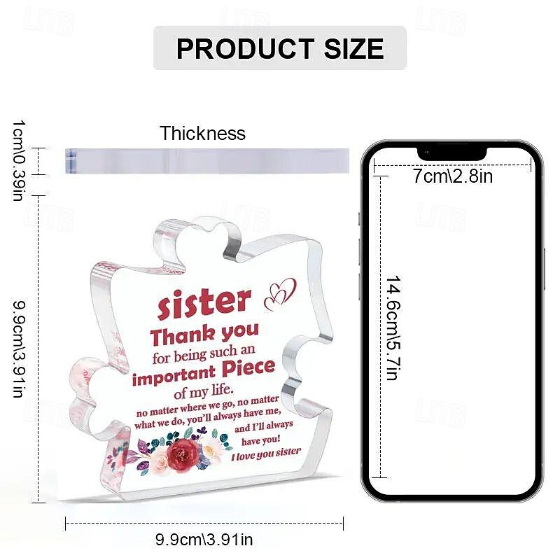 Unique Puzzle-Shaped Acrylic Ornament For Your Sister Perfect Inspirational Gift For Birthdays Holidays Table Decoration And Home Decor 2026 - $9.99 –P3