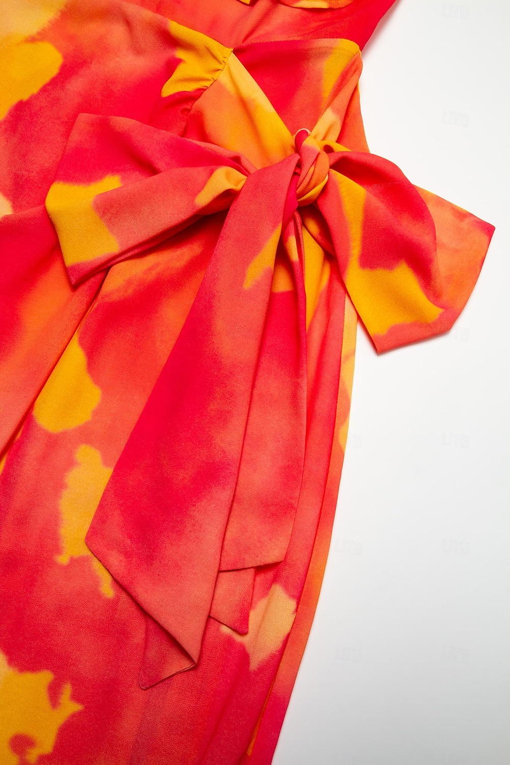kvinnors peplumklänningar bröllopsgäst midiklänning lila orange kortärmad blommande volang främre slips vår &amp; sommar asymmetrisk romantisk s m l 2025 - $65.99 -P10