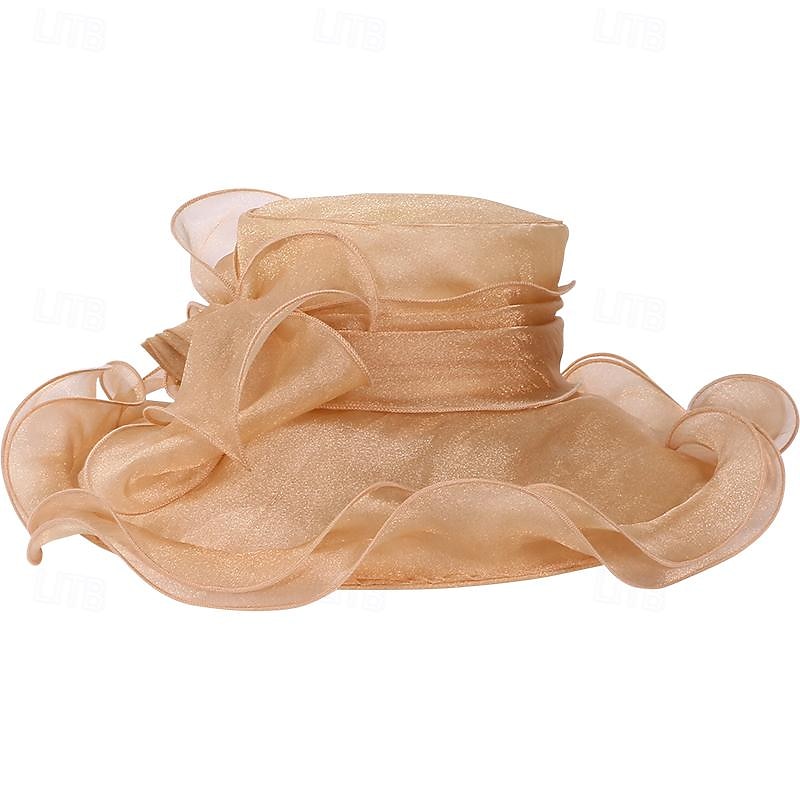 Καπέλα Παγωμένο Μετάξι Καπελίνα Καπέλο ηλίου Γάμου Πάρτι Τσαγιού Κομψό Γάμος Με Πλευρά δαντέλας Ακουστικό Καπέλα 2026 - $40.99 –P5