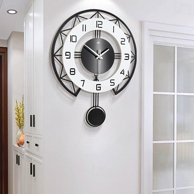 Black&White Modern Wall Clock 3D Hollow Design Pendulum Silent Metal Pointer Display Round Hanging Clock Living Room Wall Decor 35 43 50 cm 2025 - $75.99 –P6