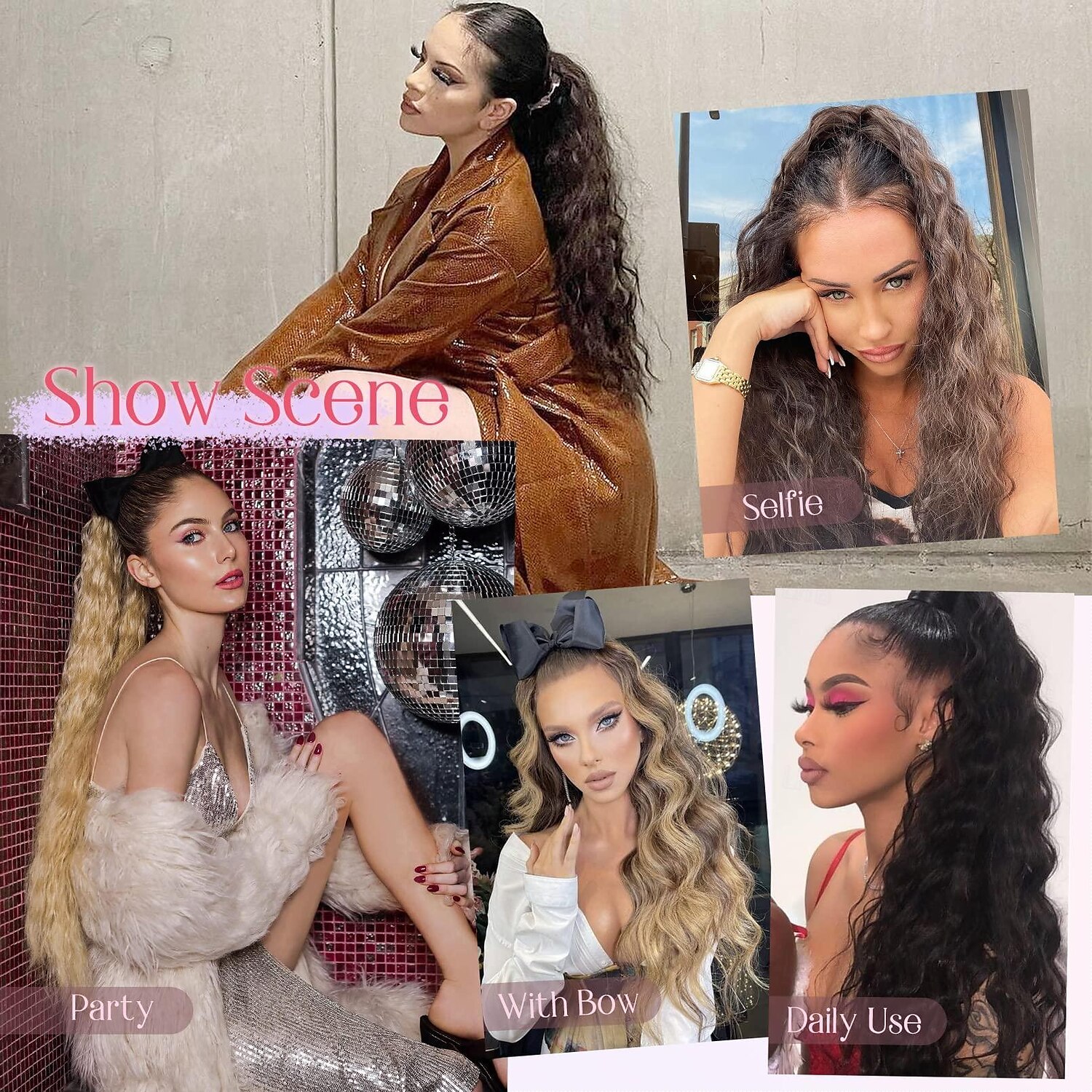 extension de queue de cheval, extensions de cheveux de queue de cheval avec cordon de serrage longue queue de cheval ondulée bouclée postiche synthétique ondulée naturelle pour les femmes usage de 2025 ? $13.99 –P6