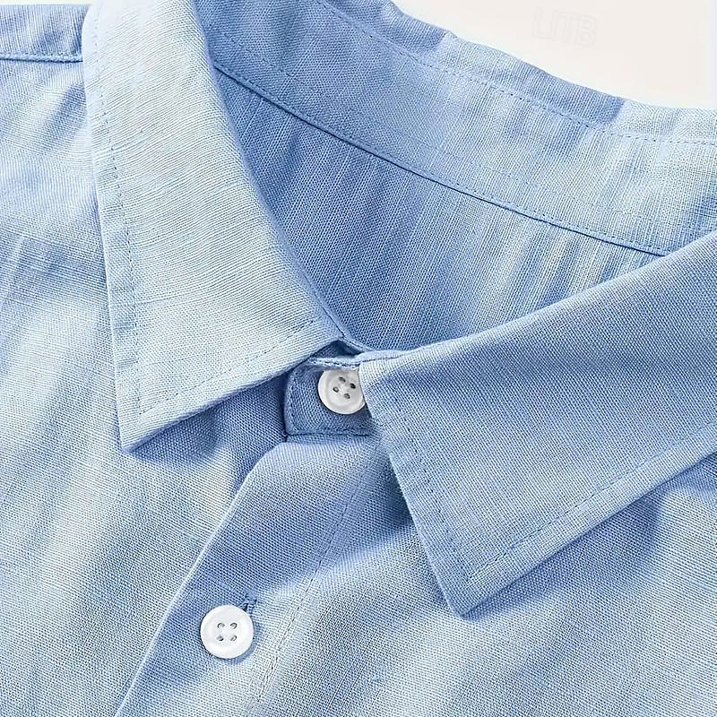 Per uomo Camicia in cotone e lino Semplice Vacanza Nero Bianco Vino Azzurro cielo Manica Lunga Bavero Abbigliamento del 2025 a $25.99 –P2