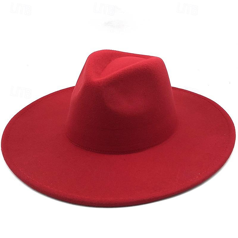 Punk Gothic Wide Brim Hat Fedora Hat Witchy Stiff Women's Fashion Accessory Black Wool Wide Brim Steampunk Witch Hat 2025 - $21.99 –P8