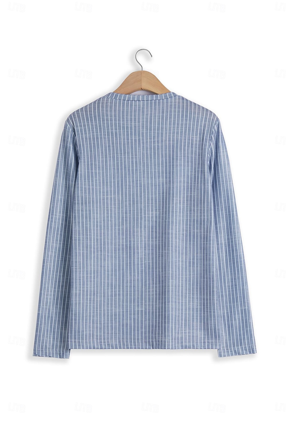 Damen T Shirt Gestreift Basic Langarm Rundhalsausschnitt Normale Oberteile Täglich Wochenende Bedruckt Rosa Blau Grün Grau Herbst Winter 2025 - $23.99 –P4