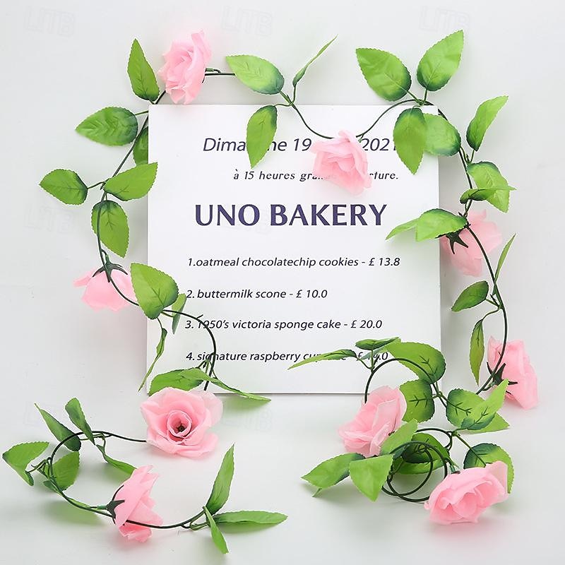 fleurs simulées fleurs artificielles fleurs en soie vigne vignes climatisation conduites d'eau arches de mariage décorations sinueuses rose vignes de 2025 ? $24.99 –P2