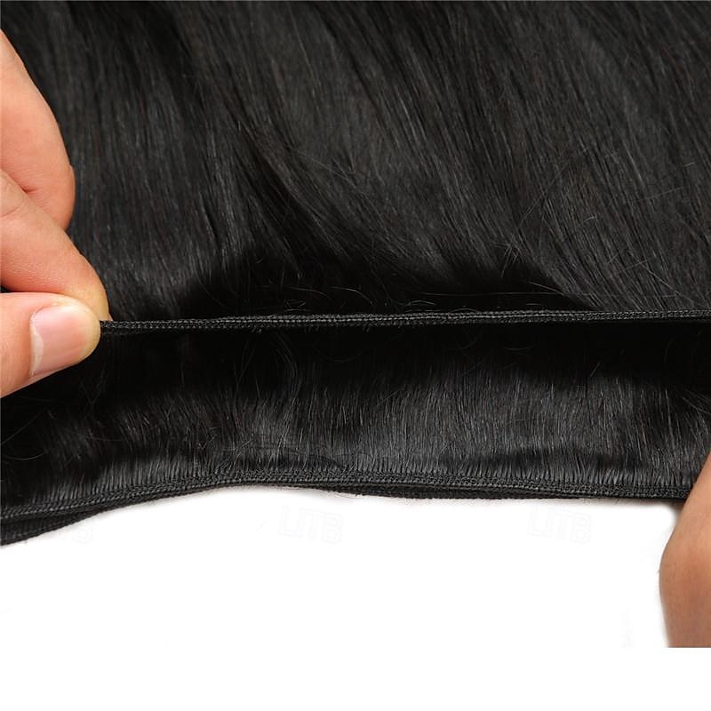 knochenglatte Echthaarbündel mit Verschluss, 4x4-Spitzenverschlüsse mit Bündeln, brasilianische Haarwebartbündel mit Verschluss, Remy-Haar 2025 - $206.89 –P6