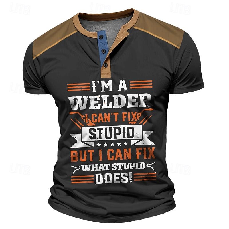 Homens Gráfico Letra Camisa Henley Camiseta Waffle Manga Curta Impressão 3D Retro Vintage Estilo de rua Esportes Casual Feriado Primavera Verão Preto Azul Marinha Marron Verde Henley Camiseta Henley de 2025 por $20.99 –P10